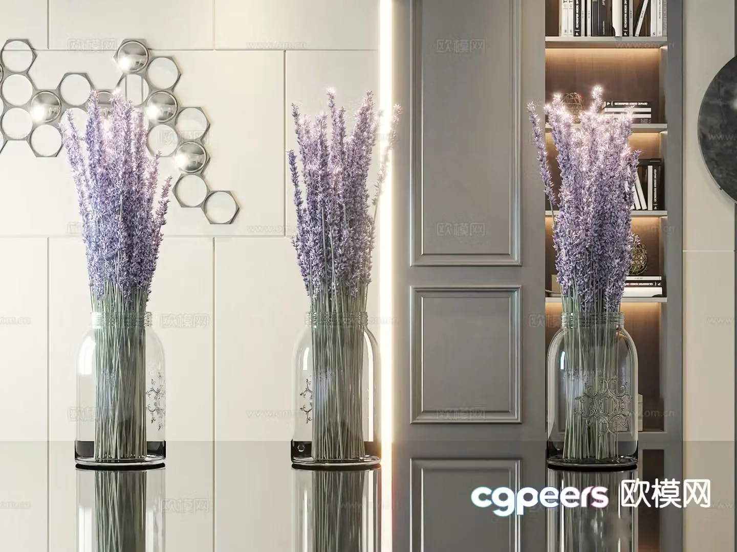 vase floral lavender flower arrangement 3d model