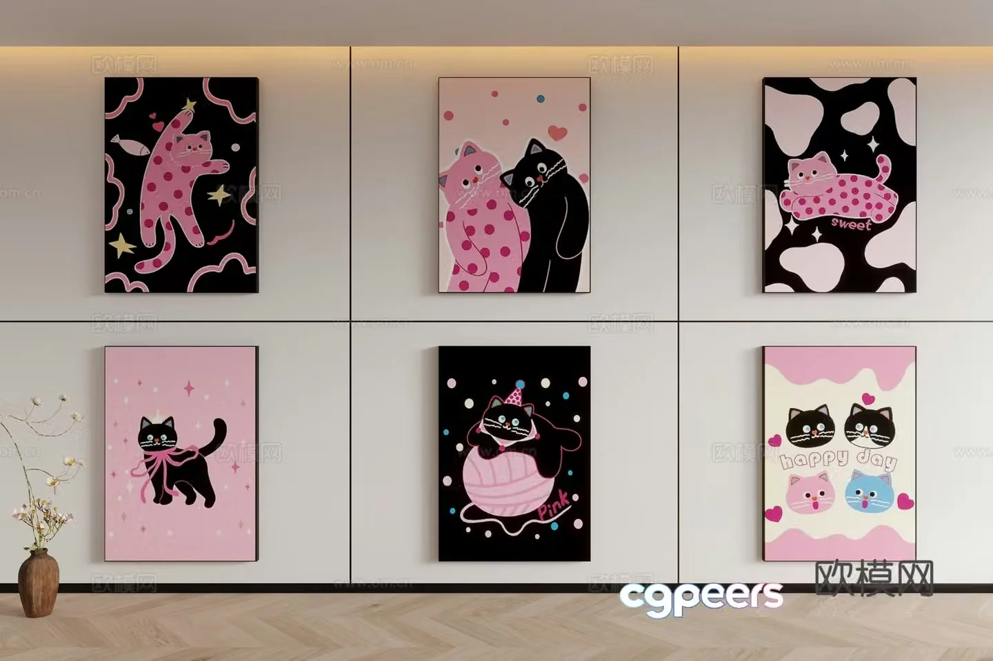Modern minimalist abstract children’s decorative painting 3d model