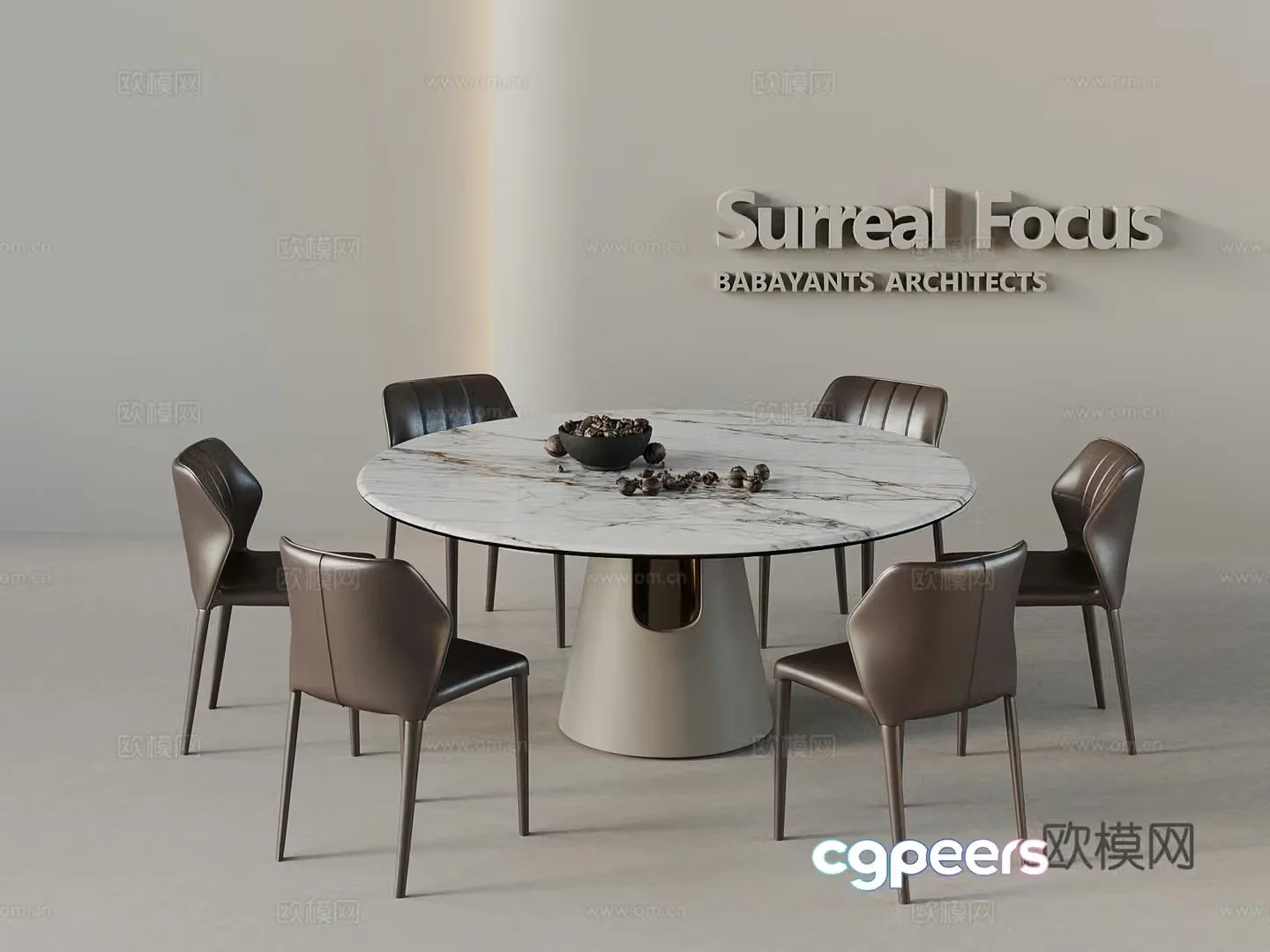 Modern dining table and chairs Round dining table and chairs 3d model