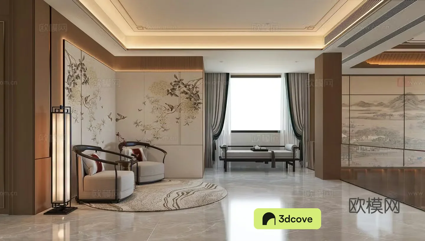 New Chinese style home living room New Chinese style living room New Chinese style leisure chair