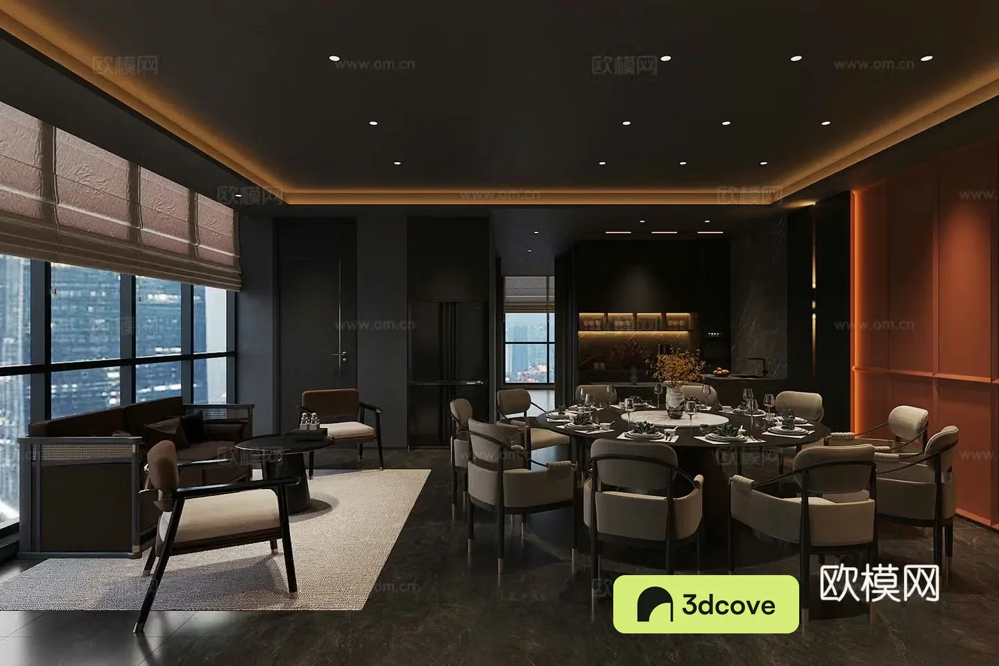 New Chinese restaurant private room dining table and chair combination guest lounge area sofa and coffee table combination