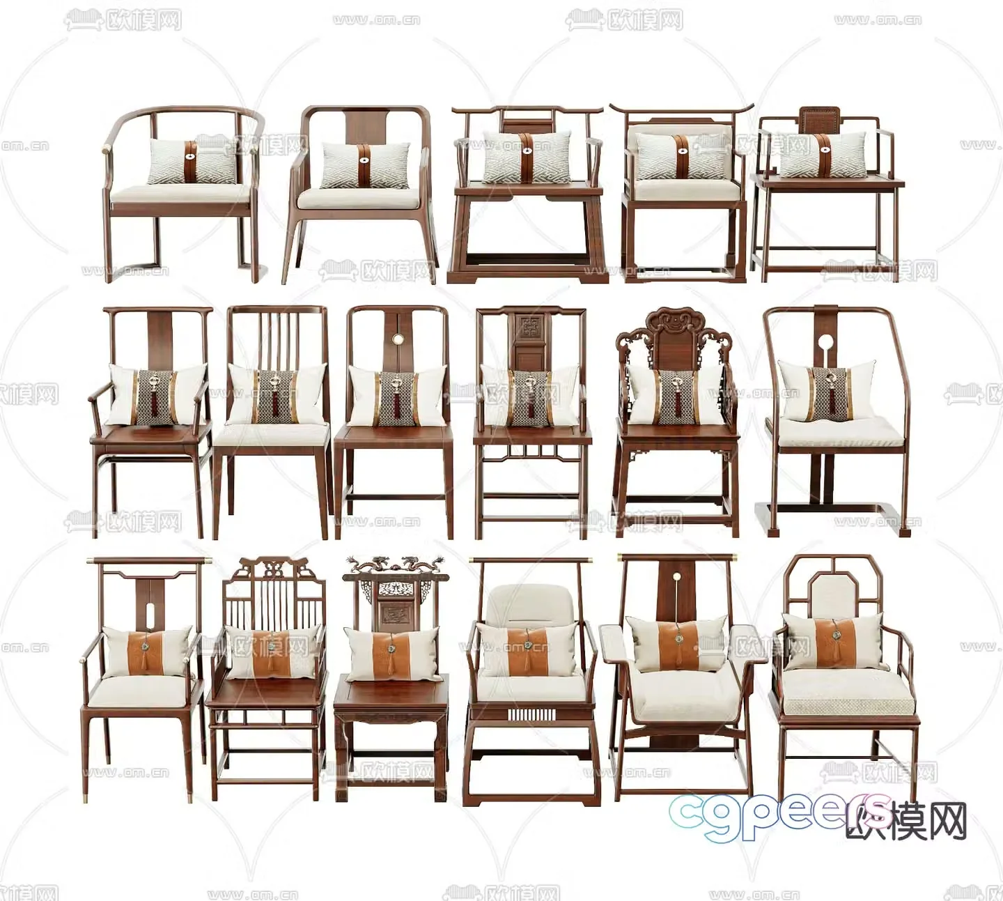New Chinese style chair Taishi chair 3d model