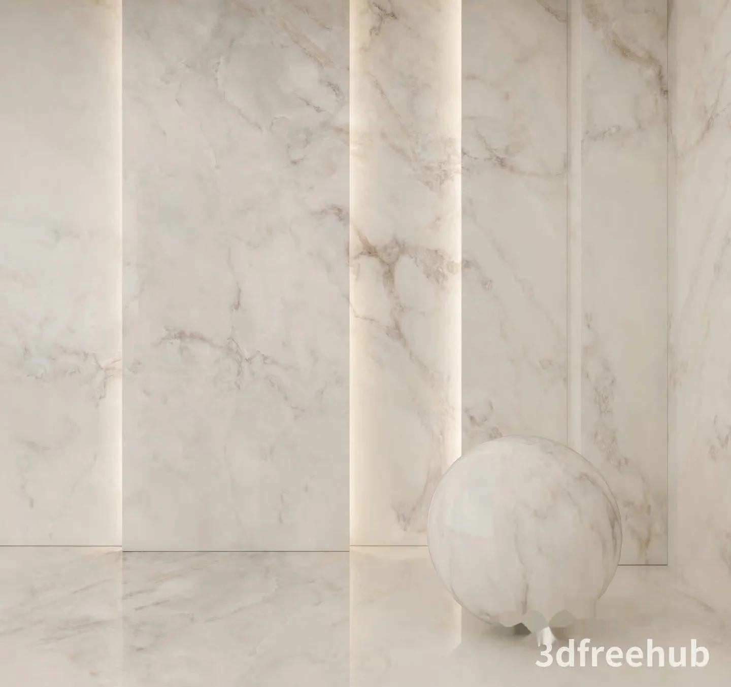 A Marble Sphere In A Marble Room 3D Model – 19240 – VRAY Render