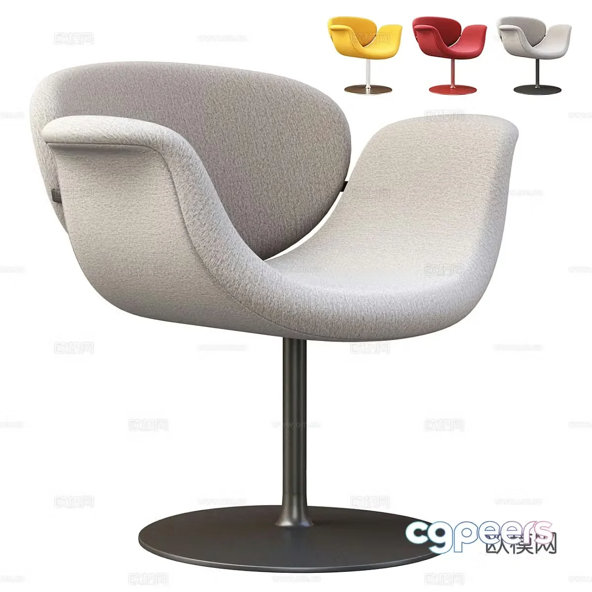 Modern Tulip Midi Office Chair 3D Model