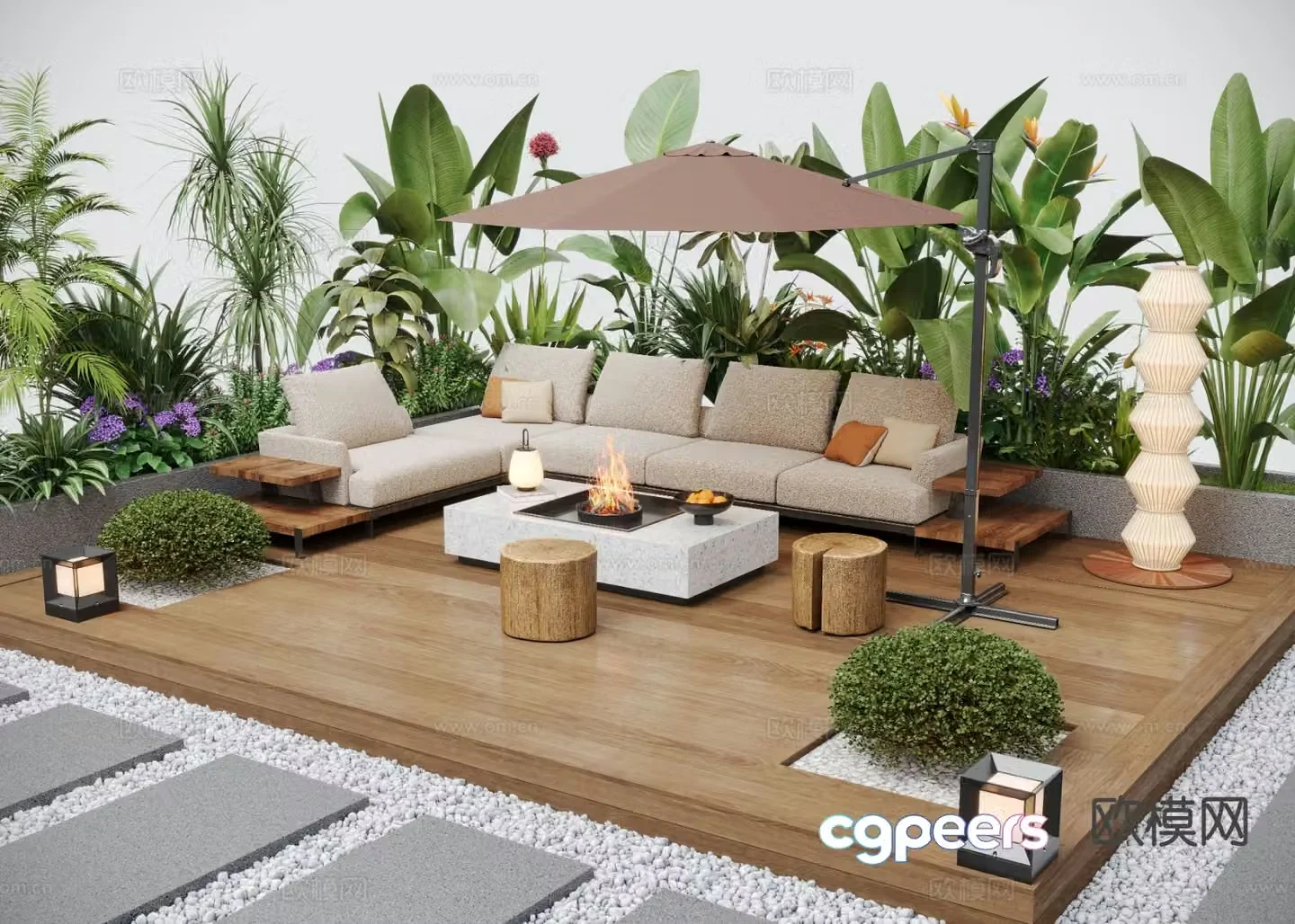 Outdoor sofa modular sofa 3d model