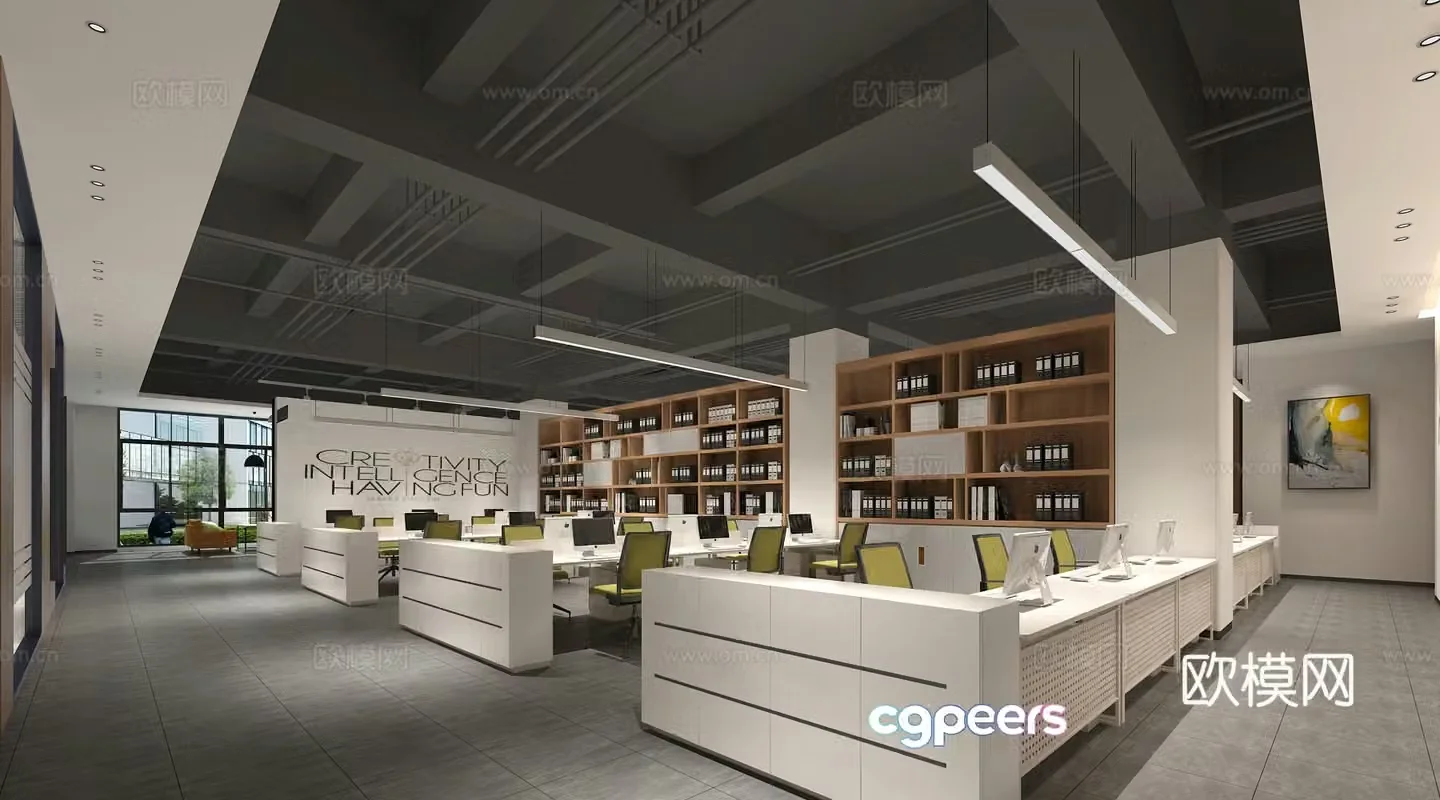 Public office area office 3d model