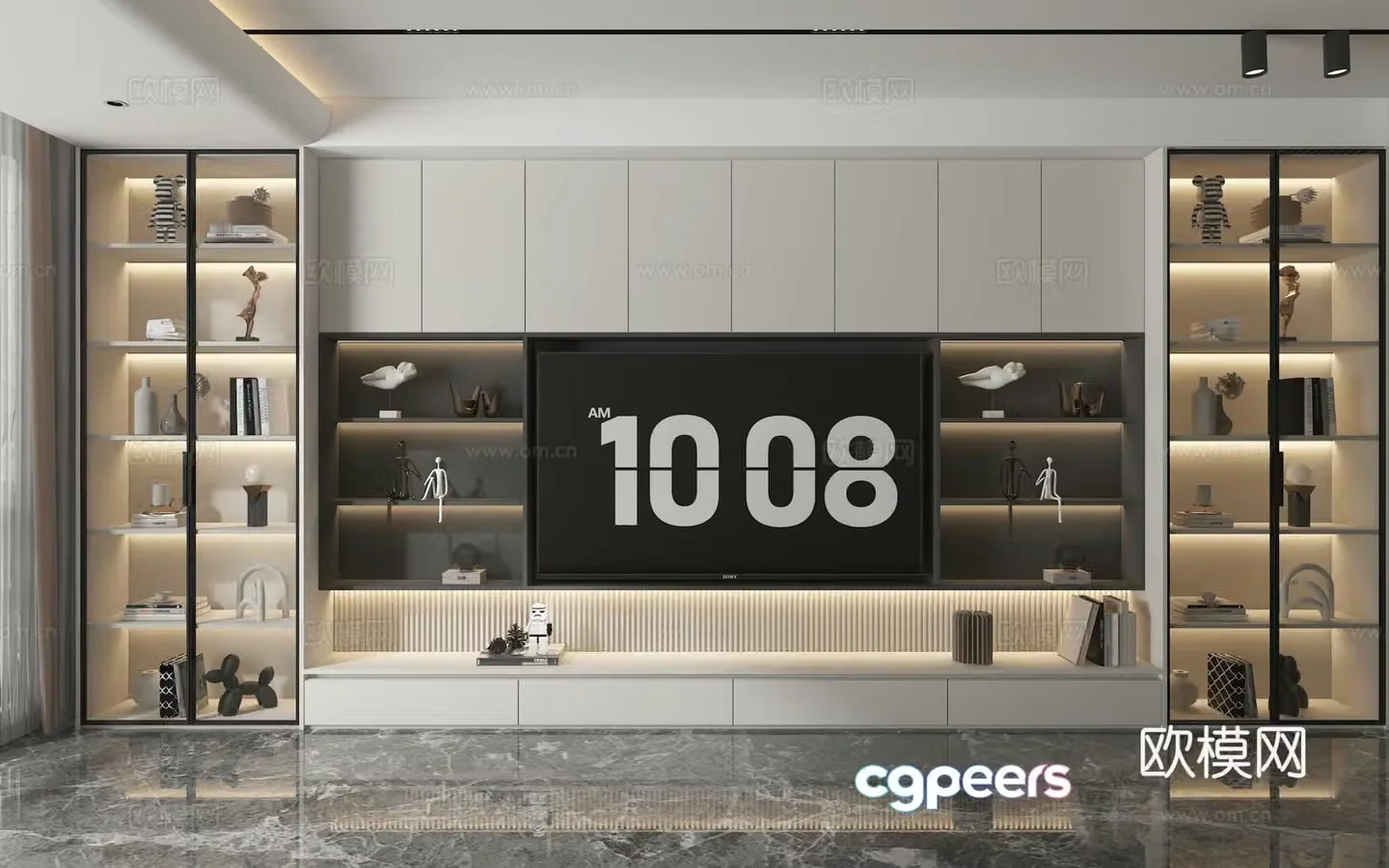 3d model of TV background wall