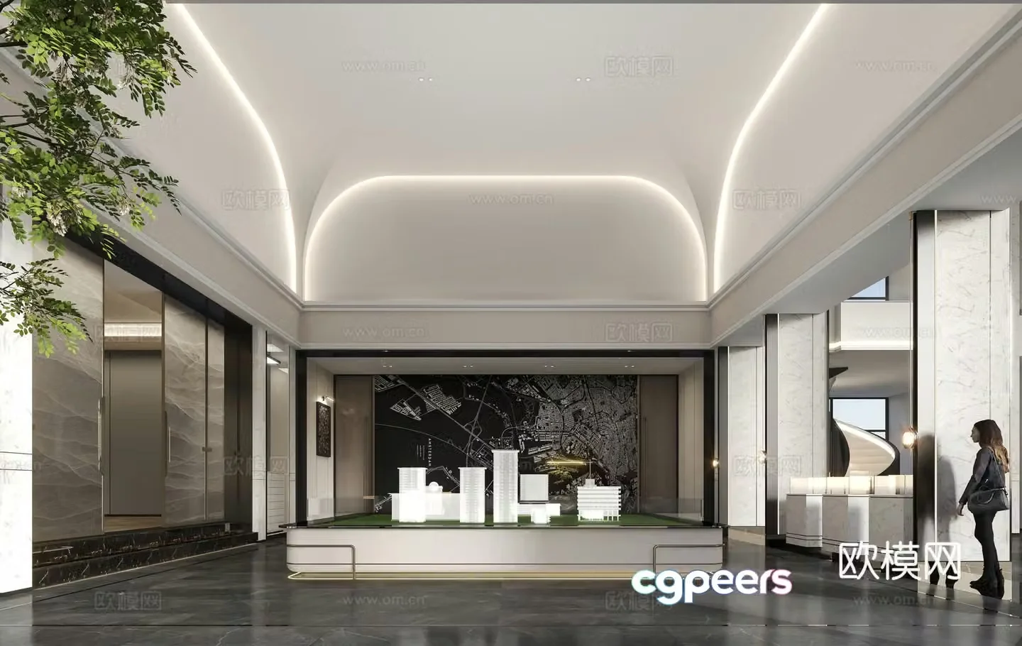 Modern sales office reception hall life hall club sales office sand panel area 3D model