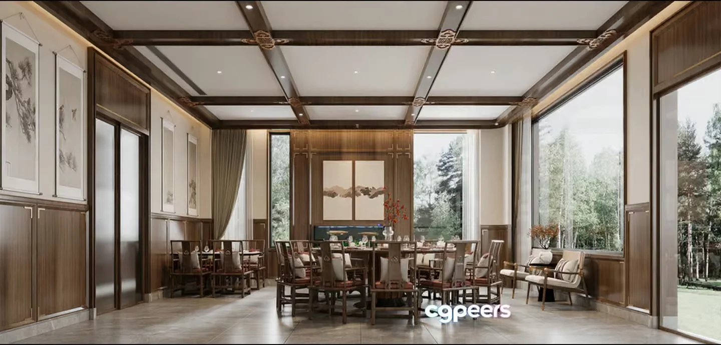 Large Dining Room 3D Model – 21334 – CORONA Render