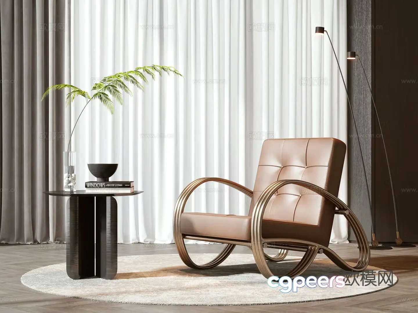 Modern leisure chair coffee table combination 3D model