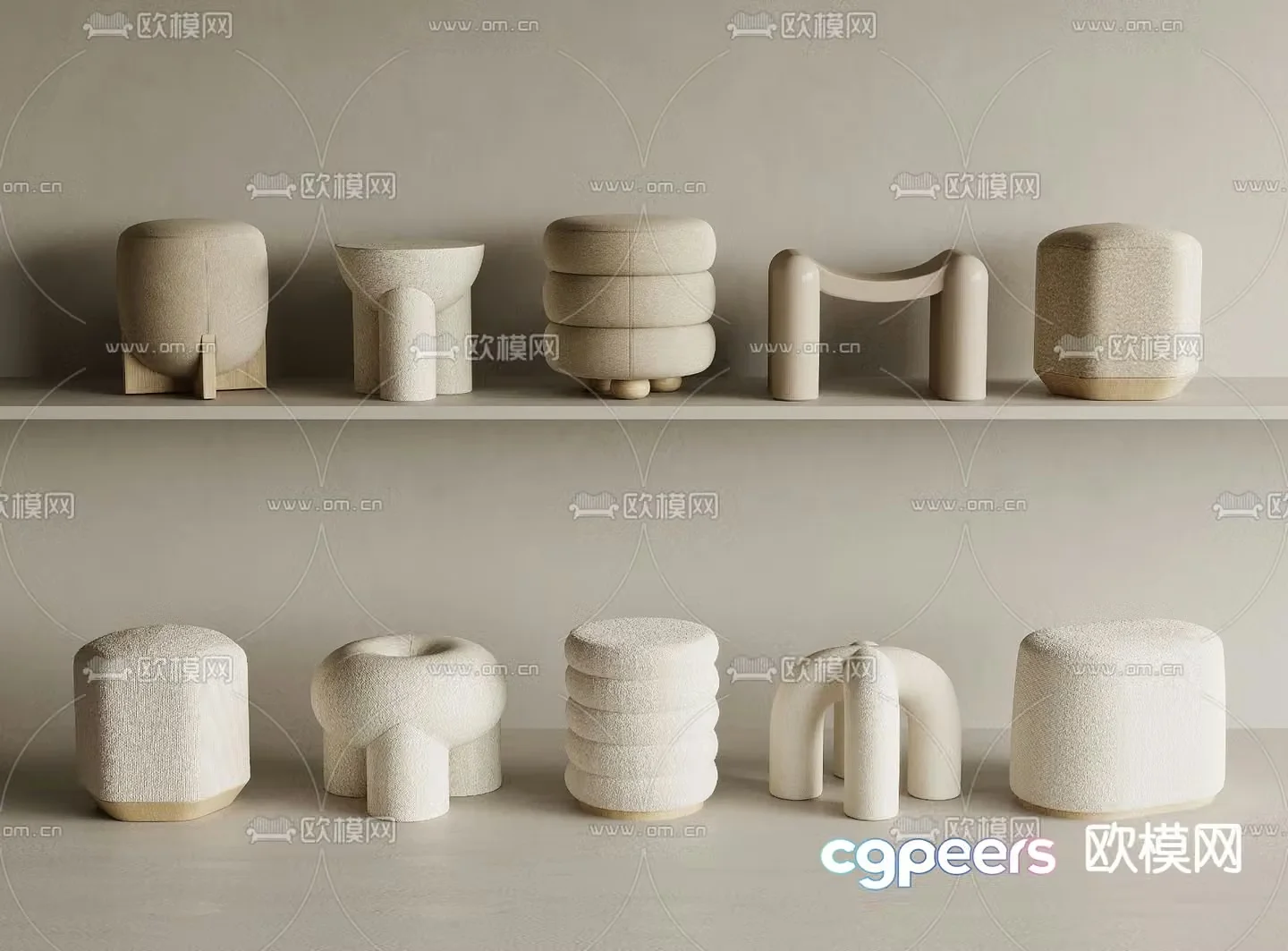 Sofa stool round stool low stool 3d model