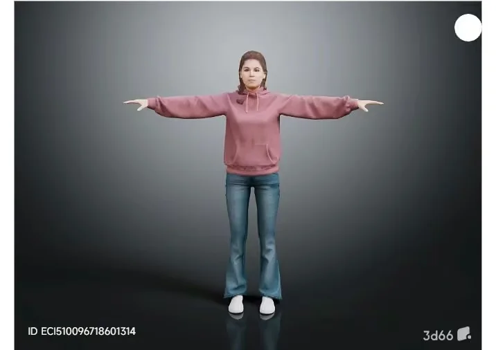 A Woman In A Pink Hoodie 3D Model – 6079 – VRAY Render