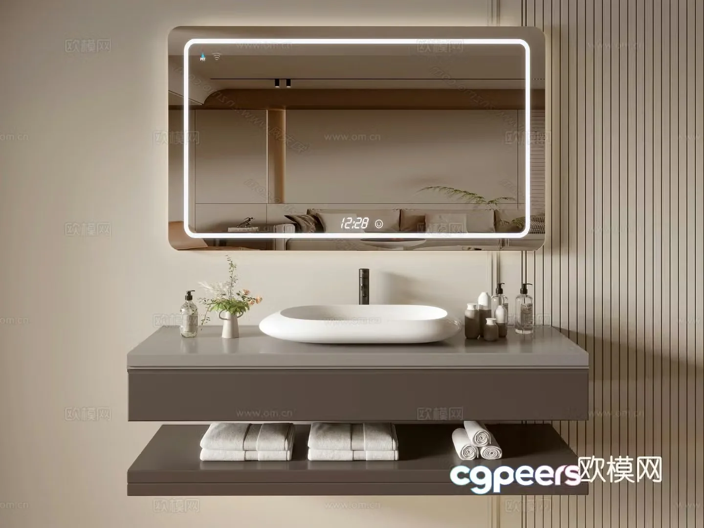 Modern bathroom cabinet bathroom basin bathroom ornaments mirror cabinet sink 3d model