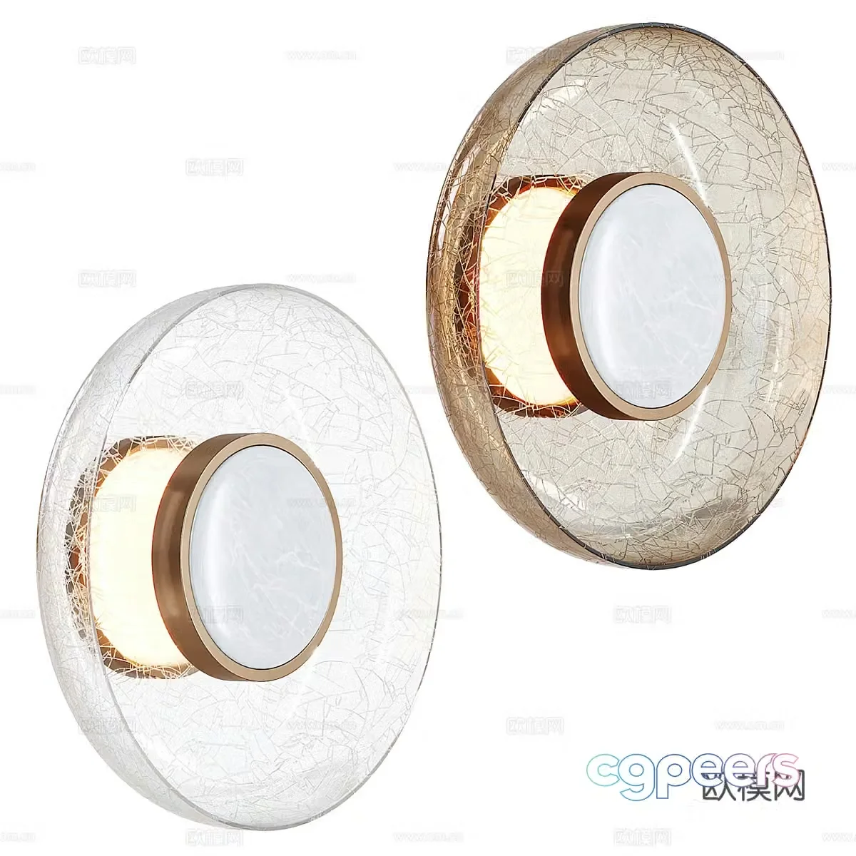 Modern light luxury disc glass wall lamp 3d model