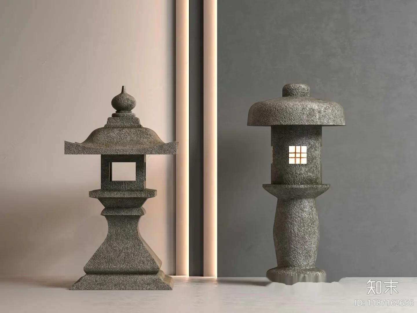 Japanese Stone Lanterns 3D Model – 7055 – VRAY Render