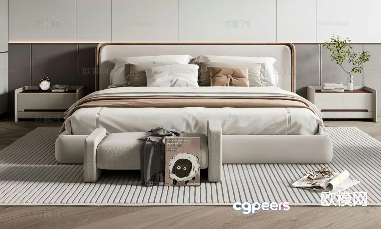 Modern double bed 3d model