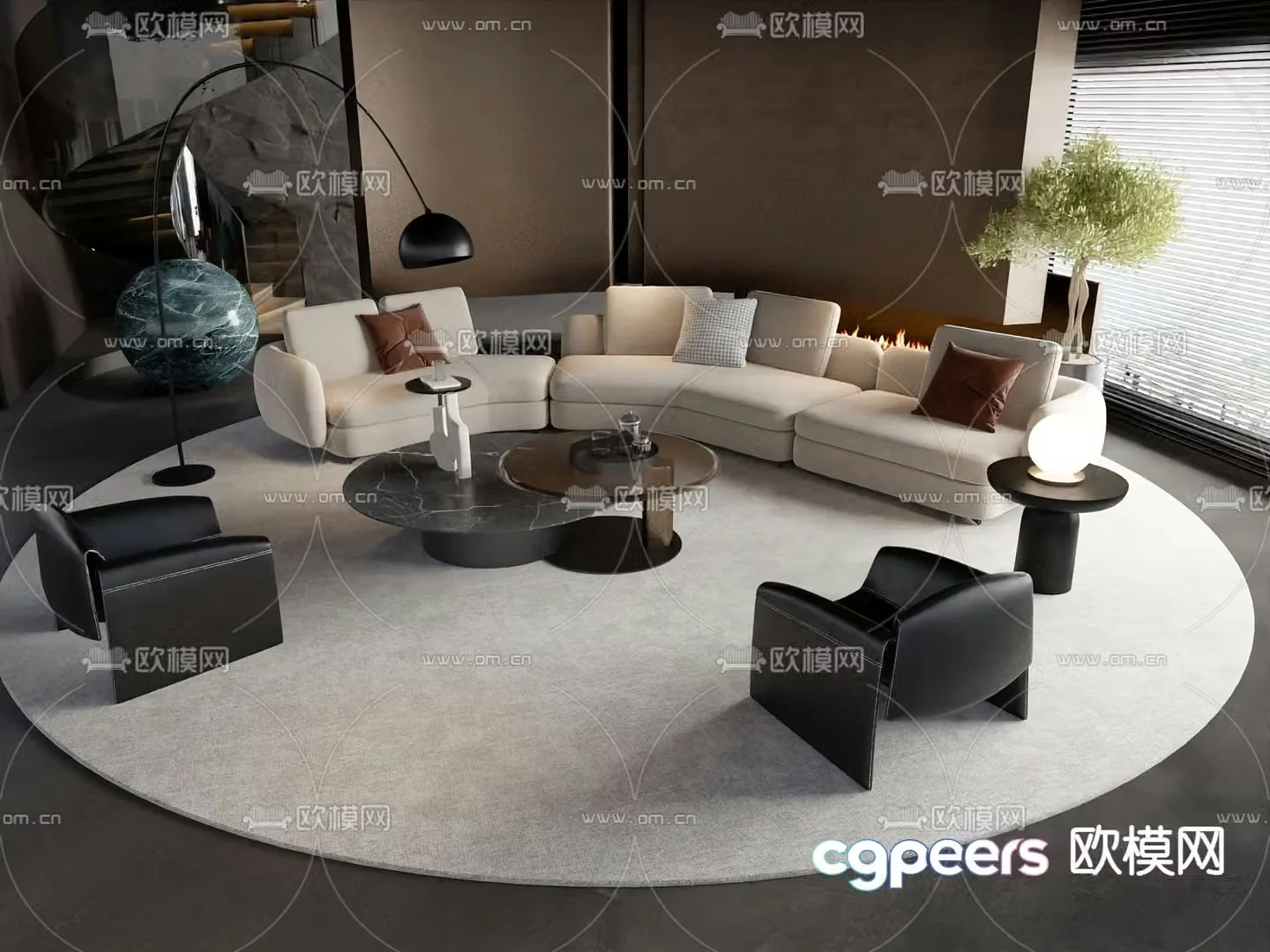 Italian style modular sofa curved sofa 3d model