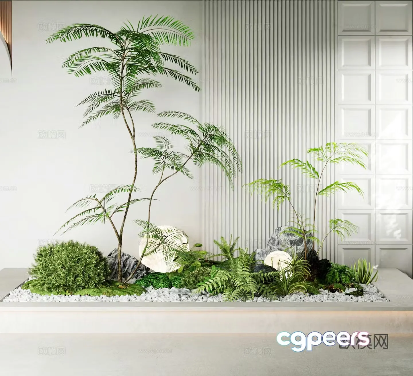 Modern green plant landscape 3d model
