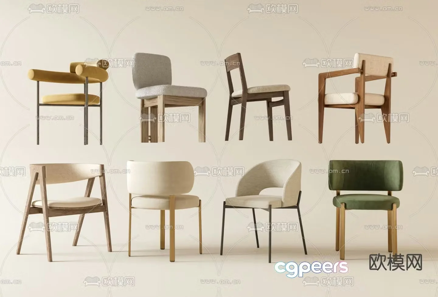 Wabi-sabi chair dining chair 3d model