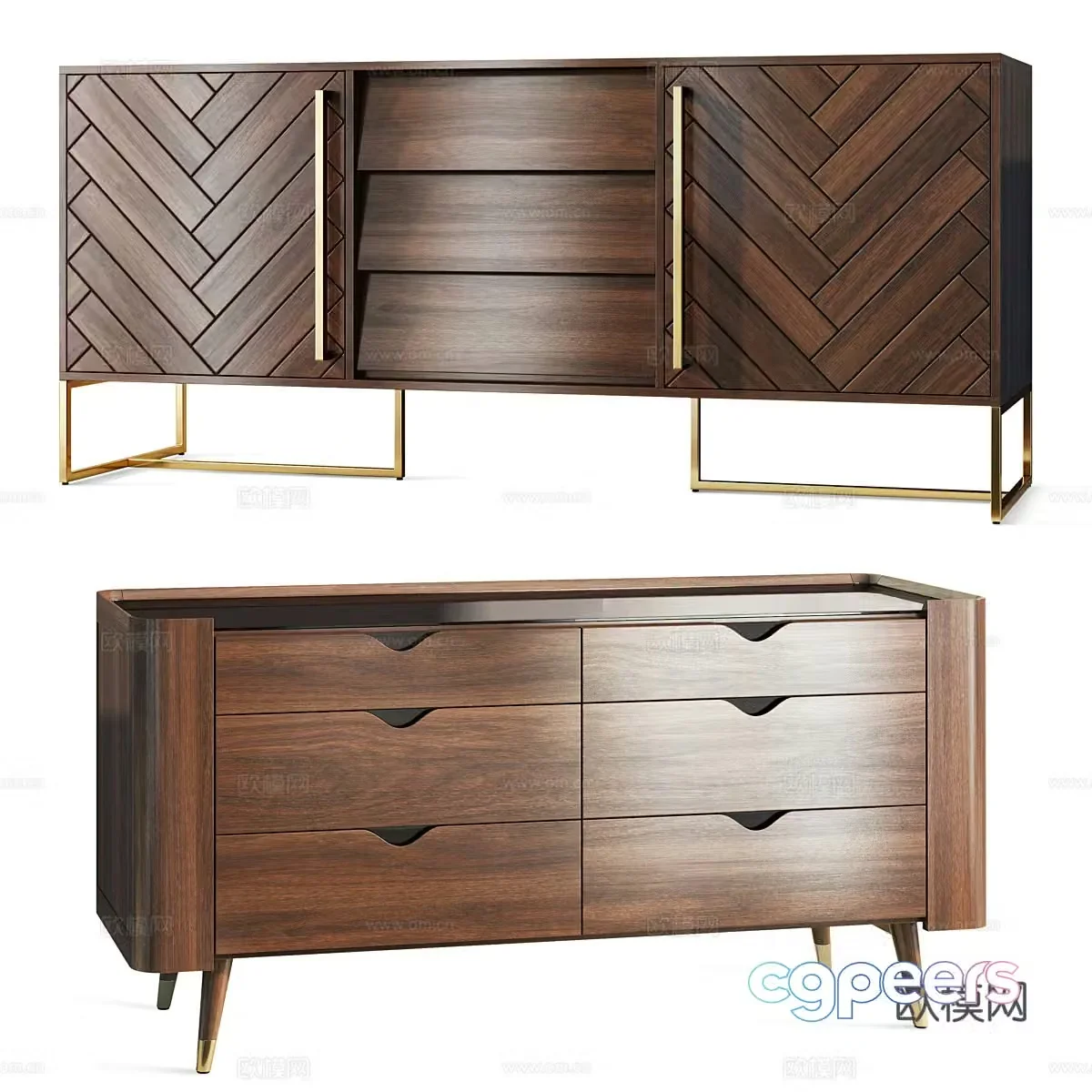 New Chinese style entrance cabinet 3D model