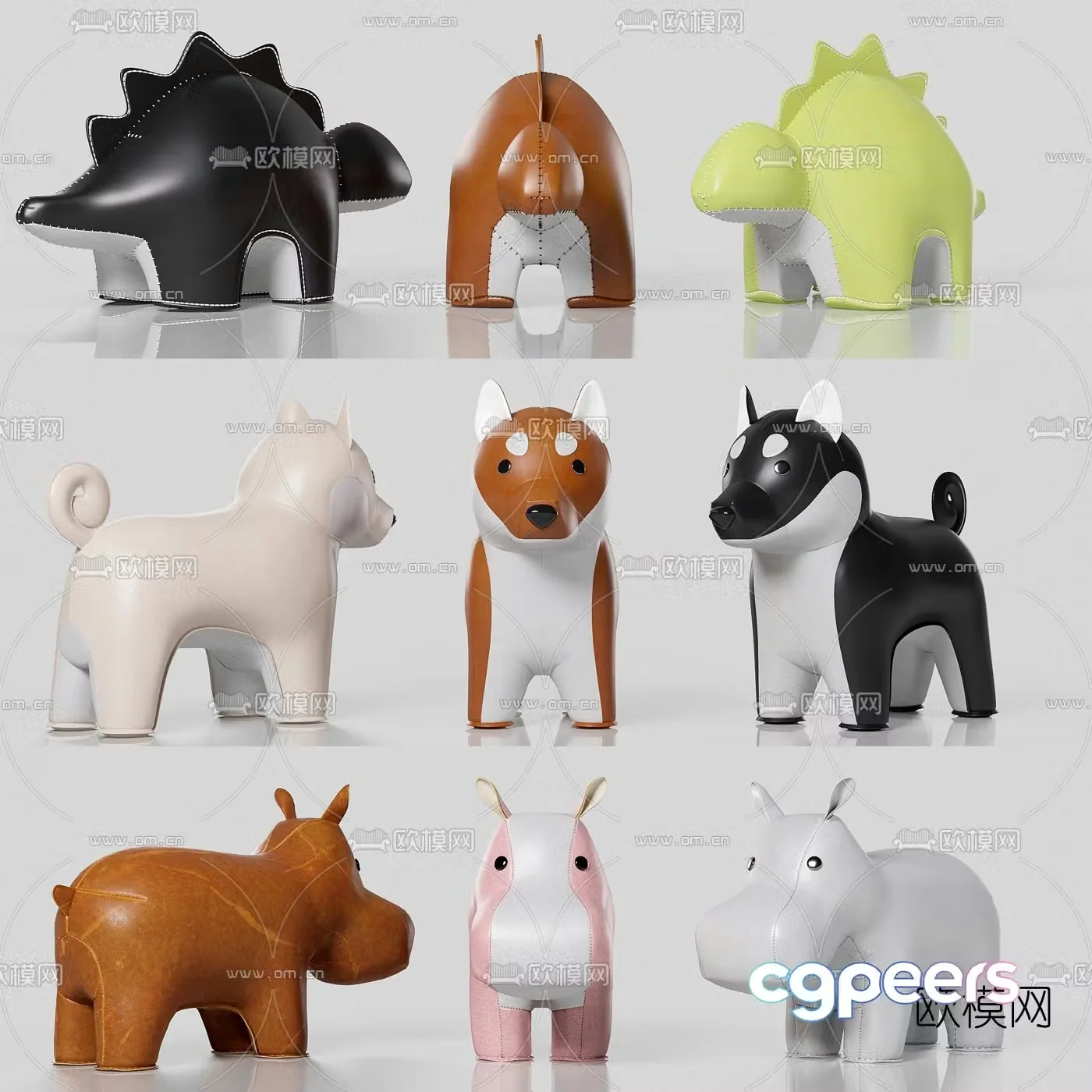 Modern animal handmade leather child seat 3d model