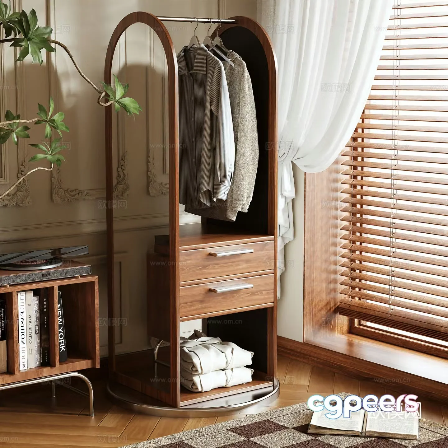 Log windbreaker rack floor hanger 3d model