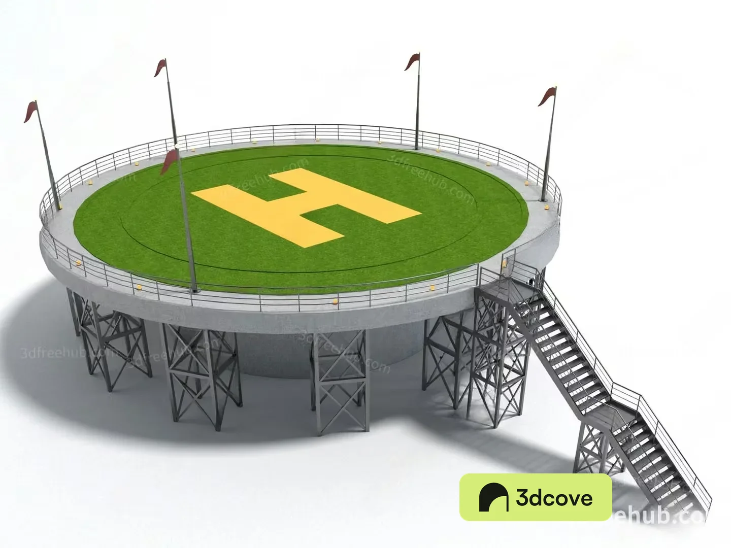 A Helipad With A Yellow H On It