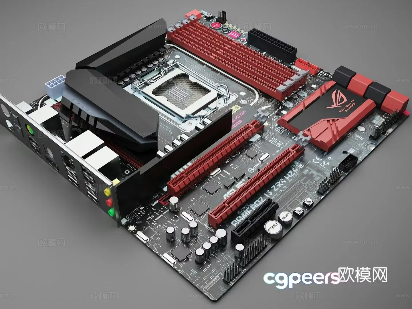 computer motherboard motherboard asus motherboard chip slot memory slot 3d model