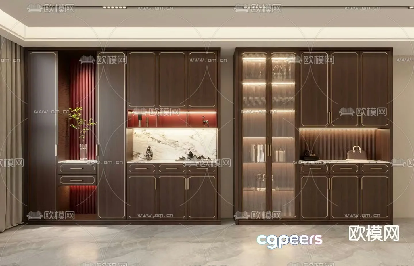 New Chinese style shoe cabinet Entrance shoe cabinet 3D model