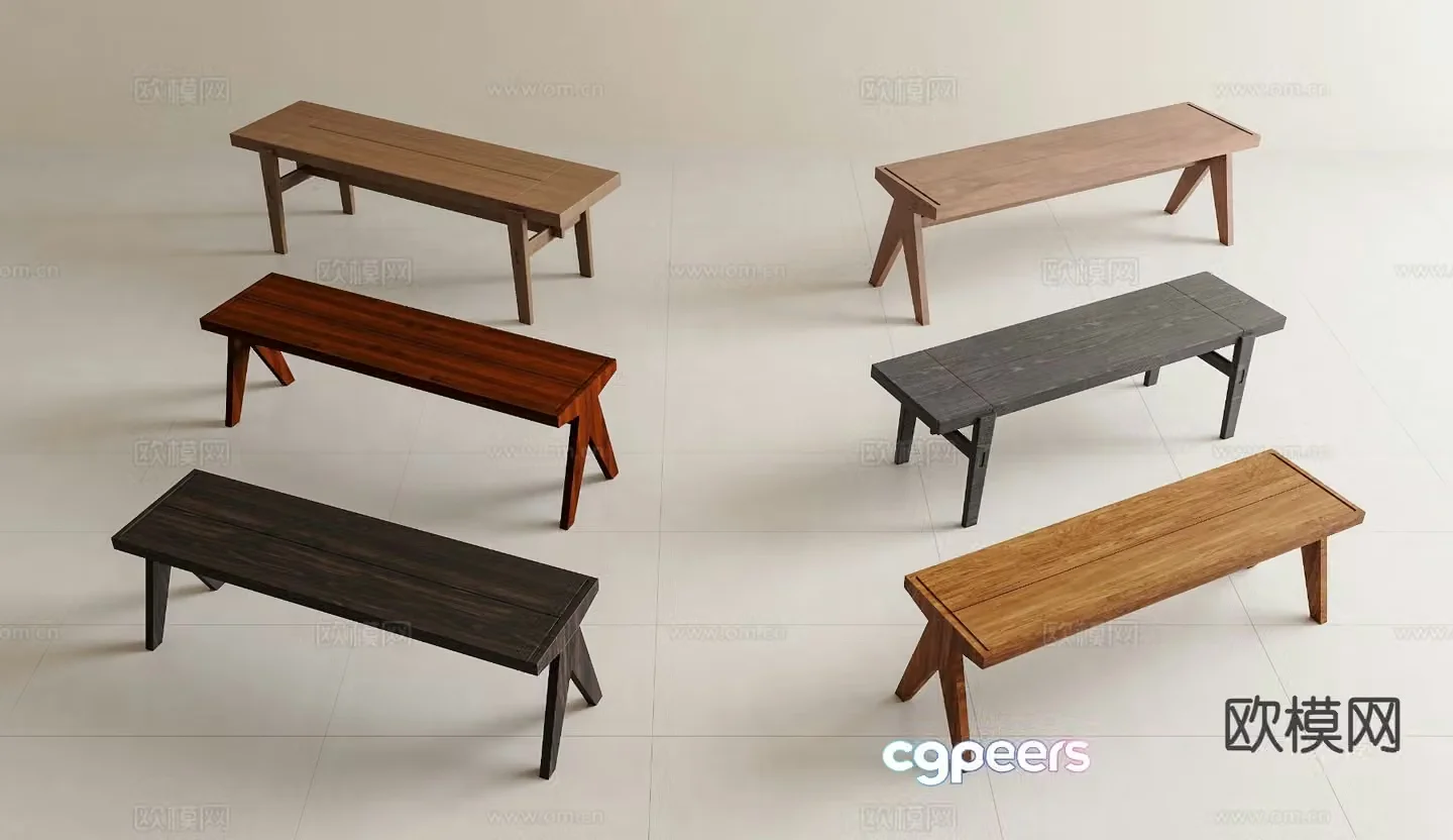wabi-sabi stool bench bench wooden bench 3d model