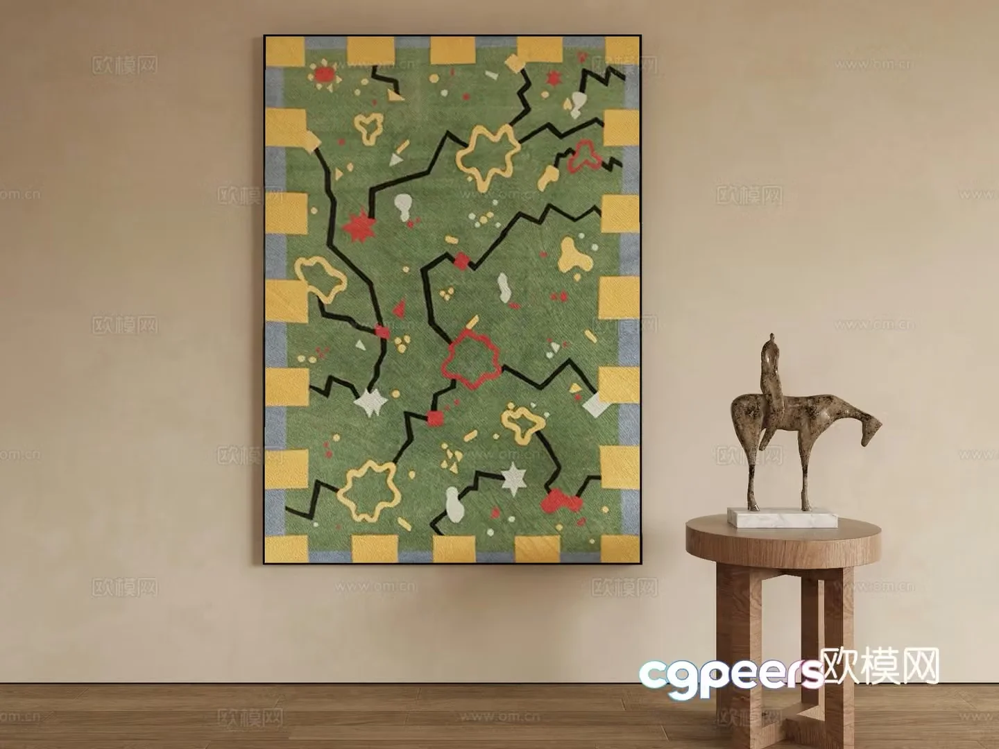 Modern texture painting decorative painting 3d model