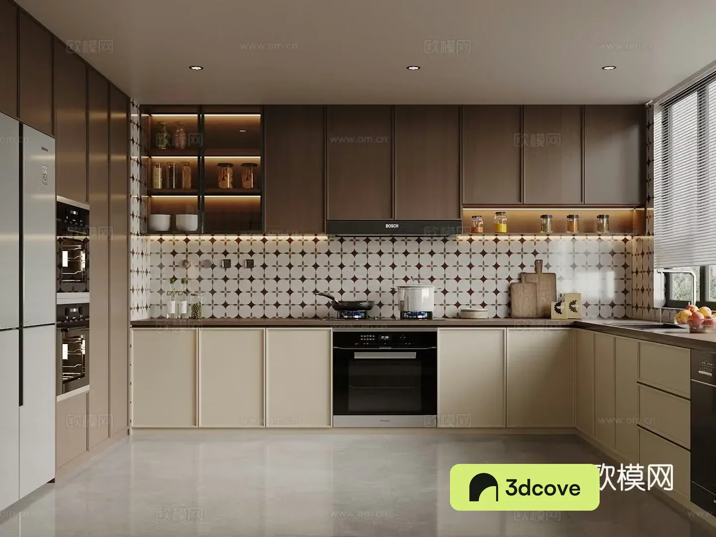 Middle style kitchen refrigerator fume 3d model