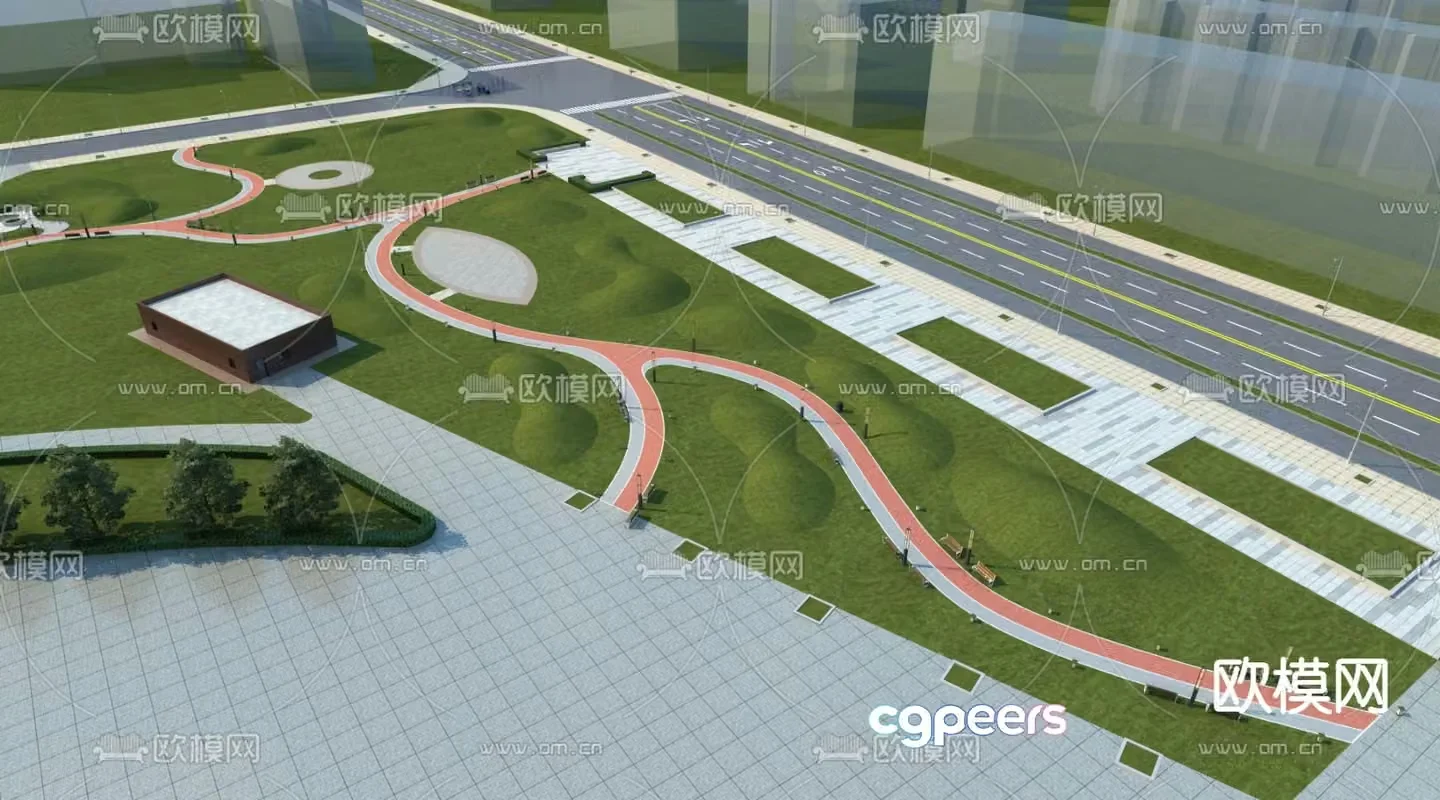 Modern park landscape 3d model
