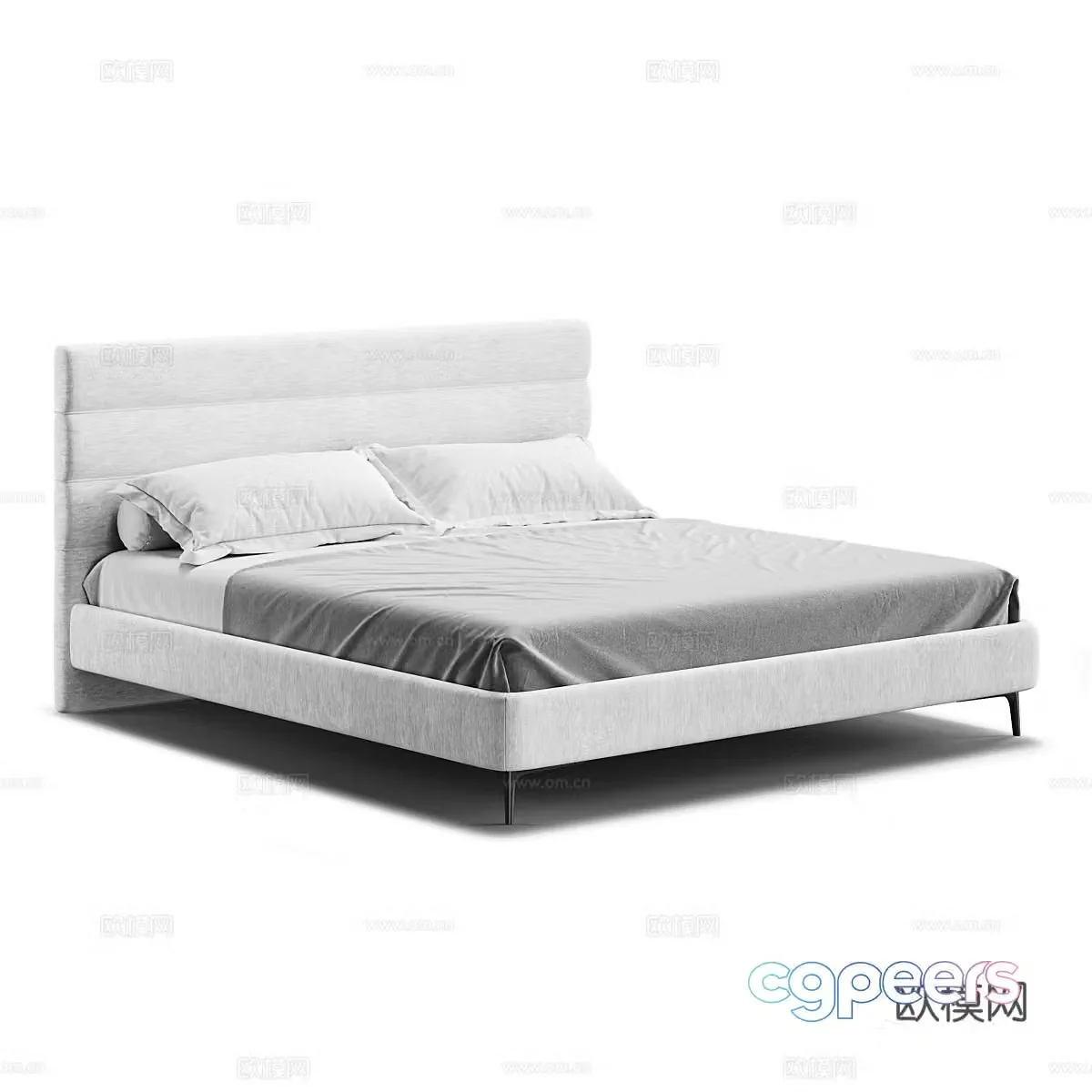 Modern simple double bed Double bed Simple bed Bedroom bed Pillow 3D model