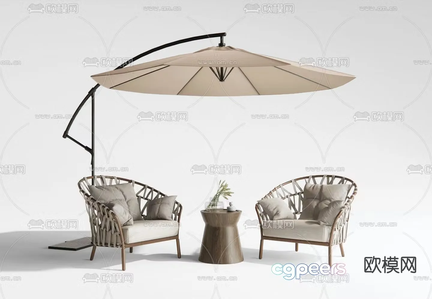 Outdoor chair woven chair 3d model