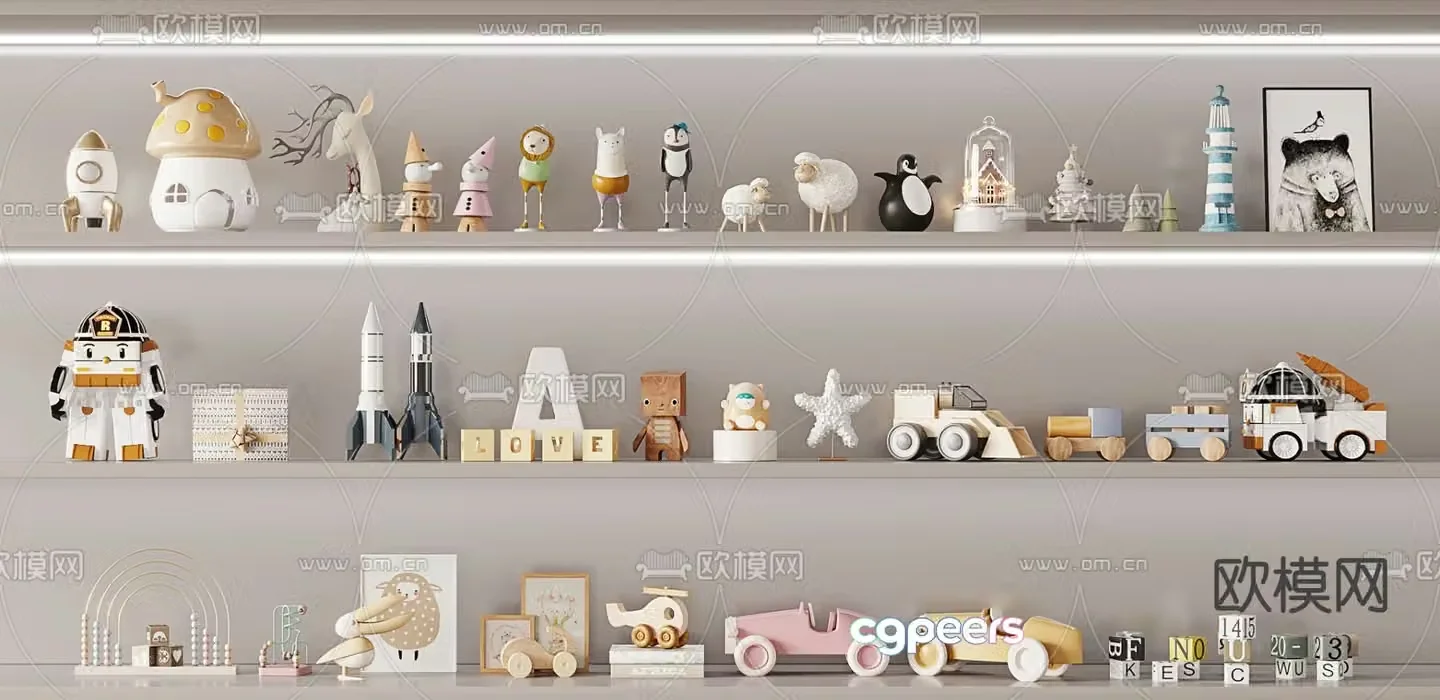 Children’s ornaments toys cars figures 3D models