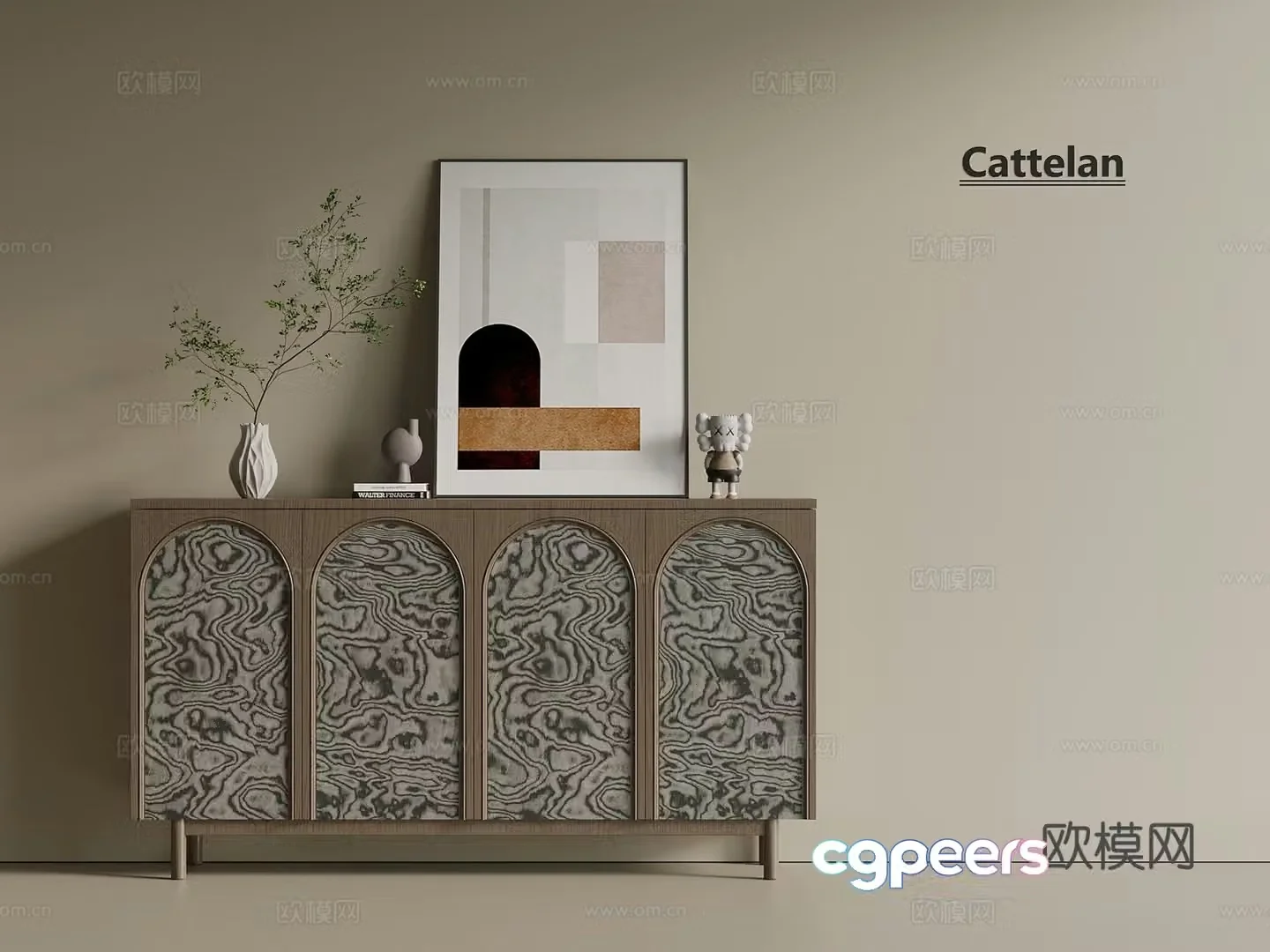 Italian light luxury porch cabinet side cabinet end view cabinet porch cabinet low cabinet 3D model