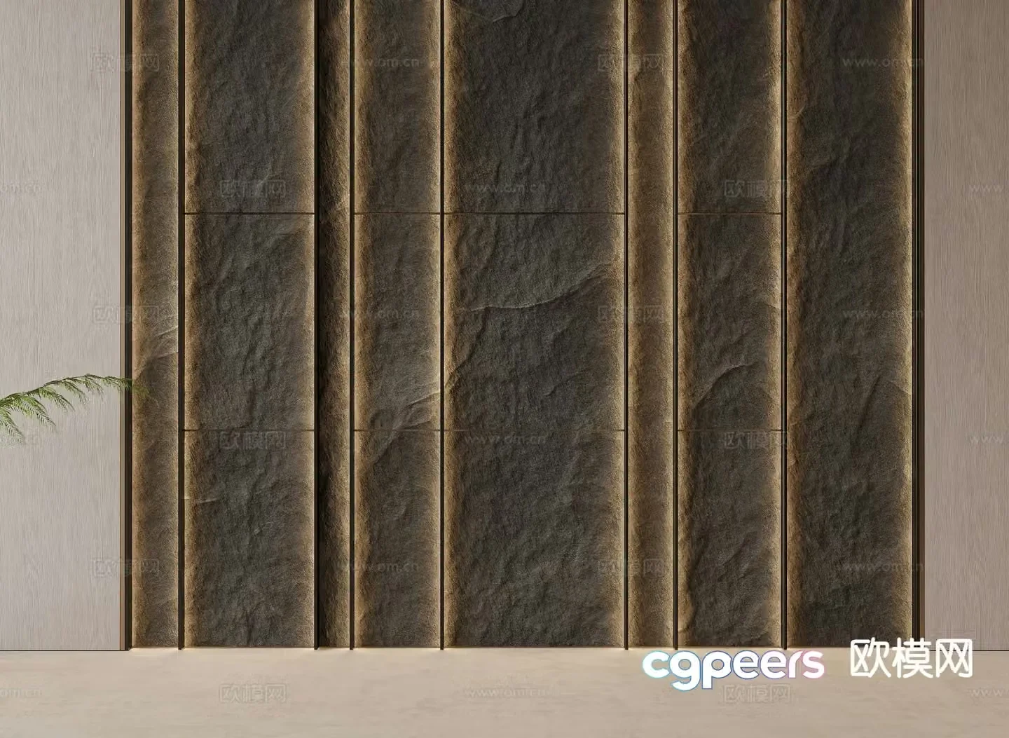 Modern rock wall matte stone wall PU stone background wall 3d model