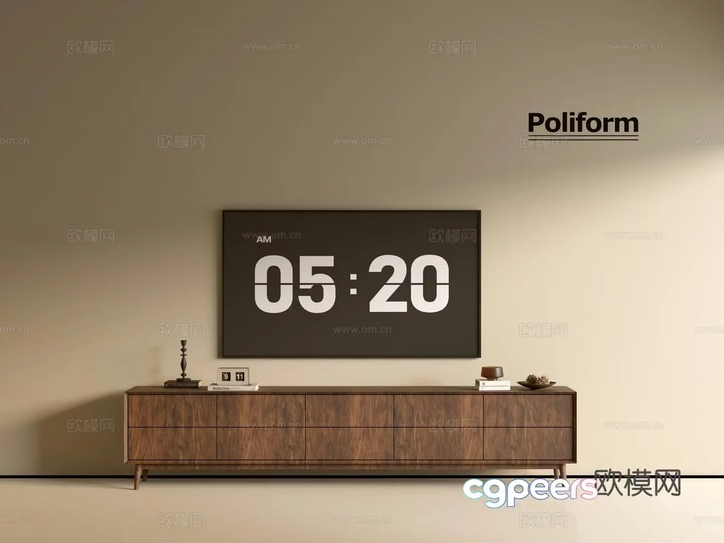 Modern wood grain TV cabinet simple side cabinet chest of drawers low cabinet whole cabinet side cabinet balcony 3D model
