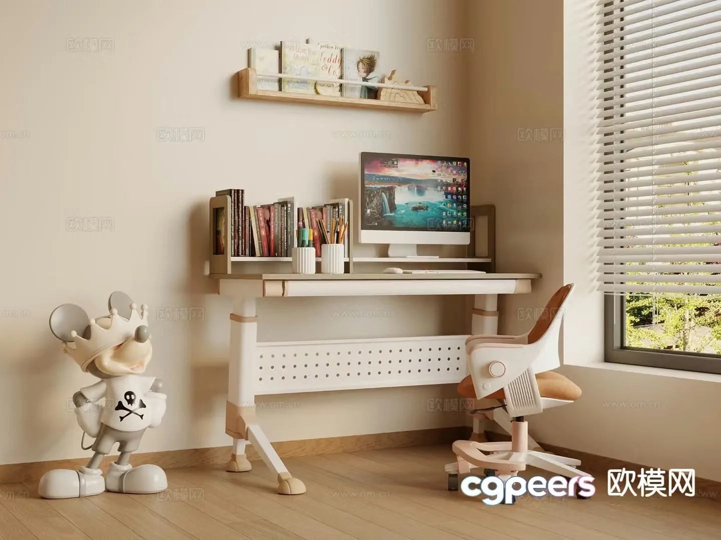 Modern children’s desk and chair children’s computer desk and chair 3d model