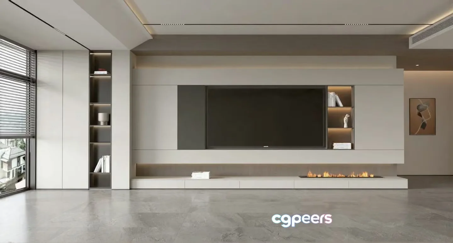 Modern Entertainment Center 3D Model – 23726 – VRAY Render