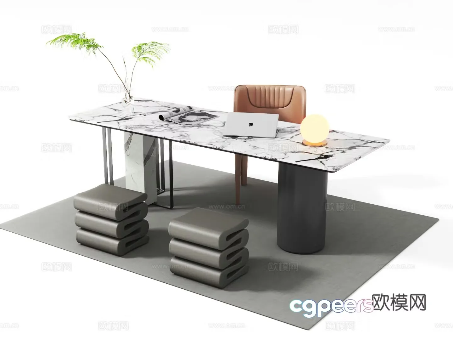 Italian desk and chair 3d model