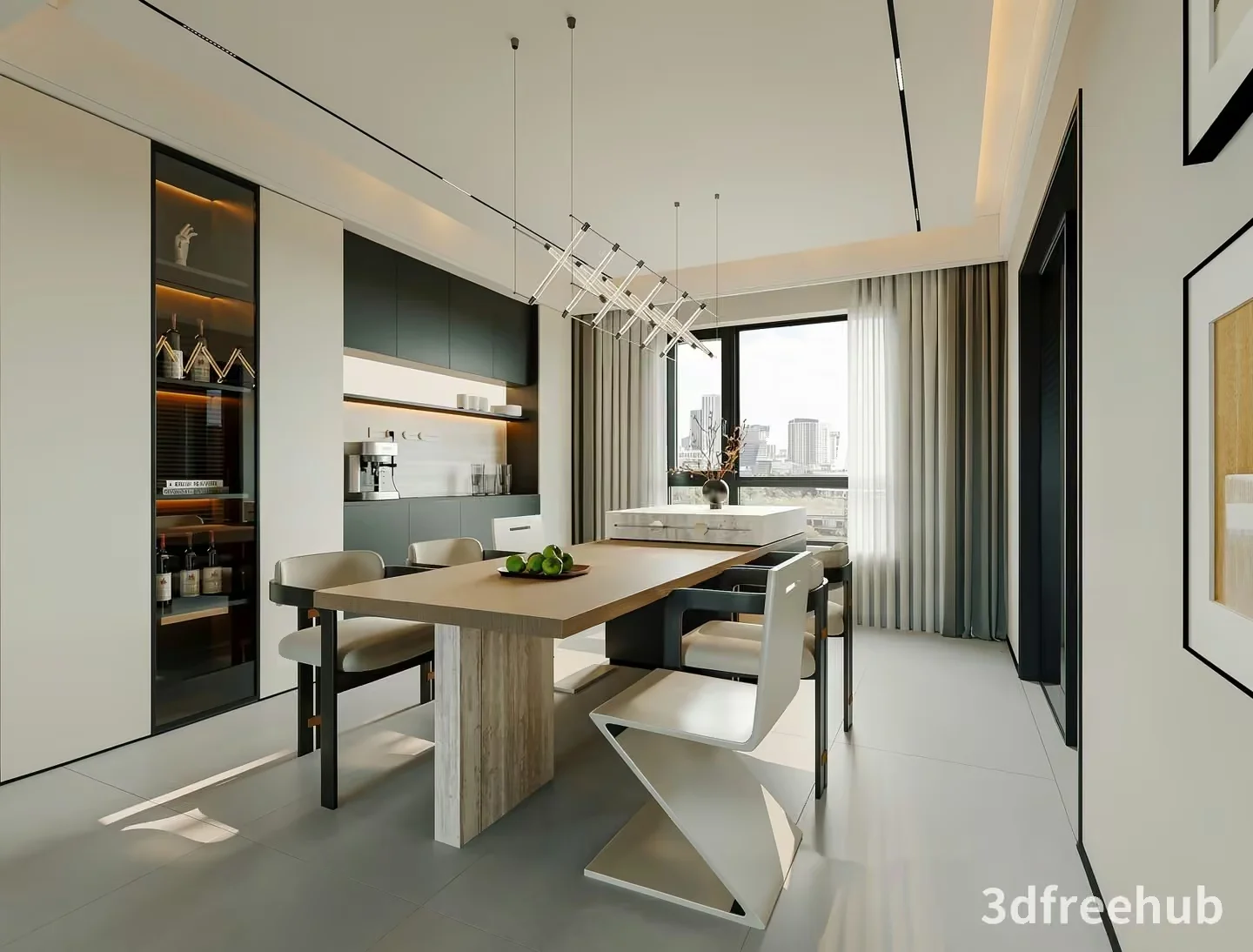 Modern Dining Room 3D Model – 20504 – VRAY Render