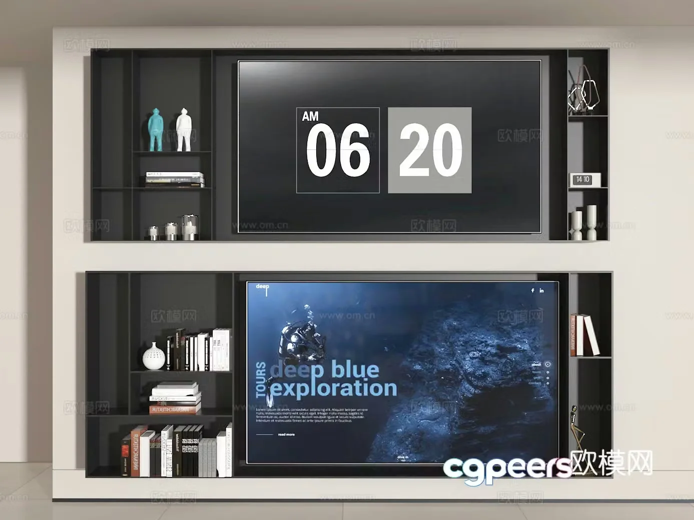 3d model of TV background wall