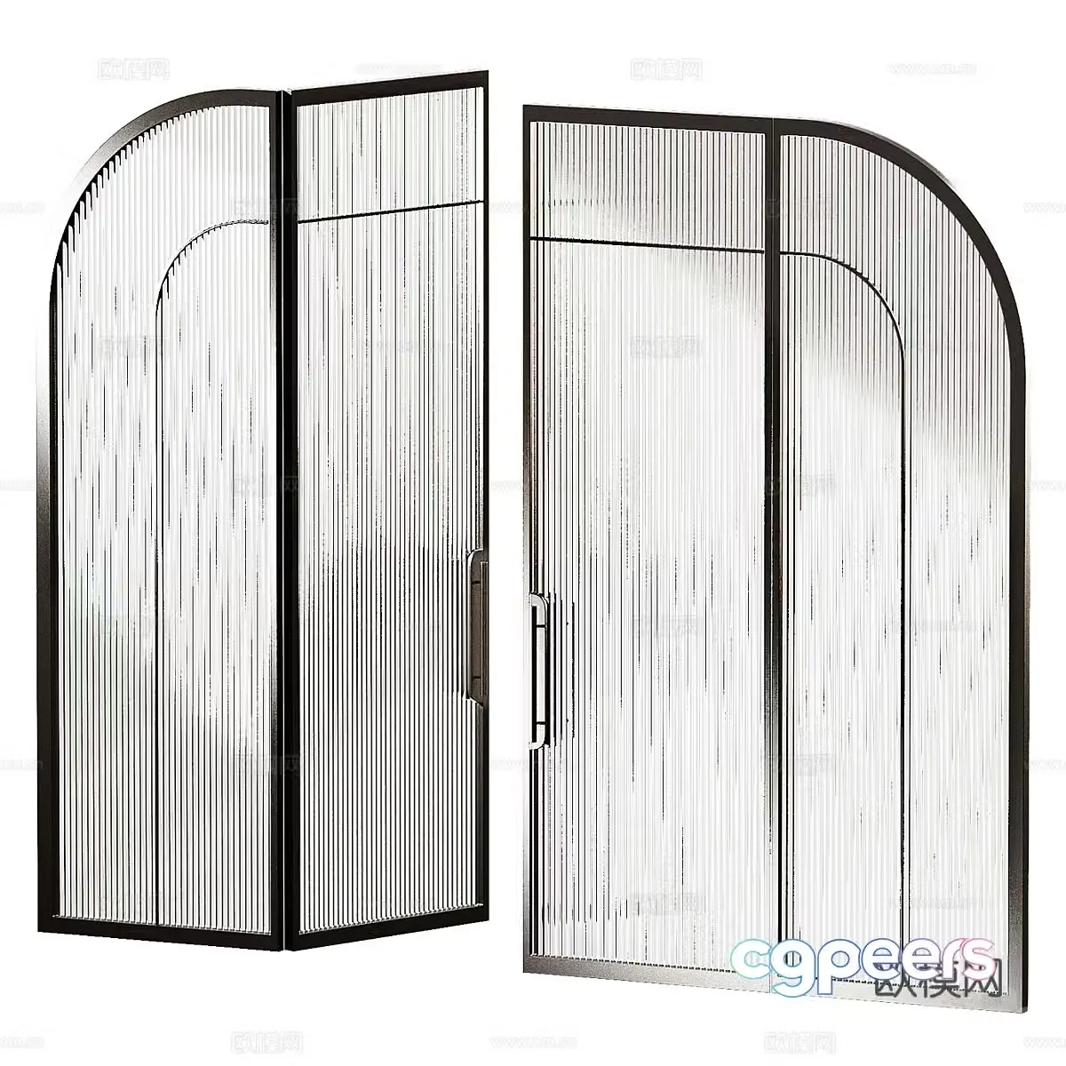 Modern Italian minimalist arched glass door 3d model