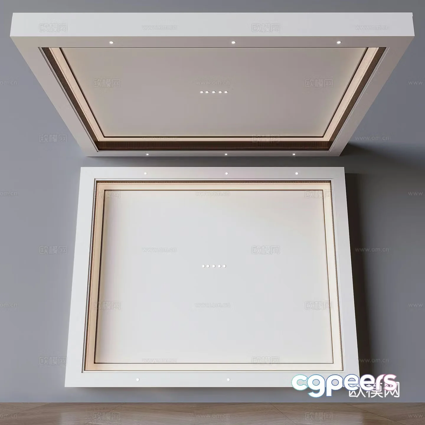 New Chinese style ceiling square suspended ceiling without main light 3D model
