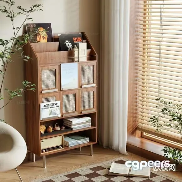 Mid-Century Modern Record Player Stand 3D Model – 8046 – VRAY Render