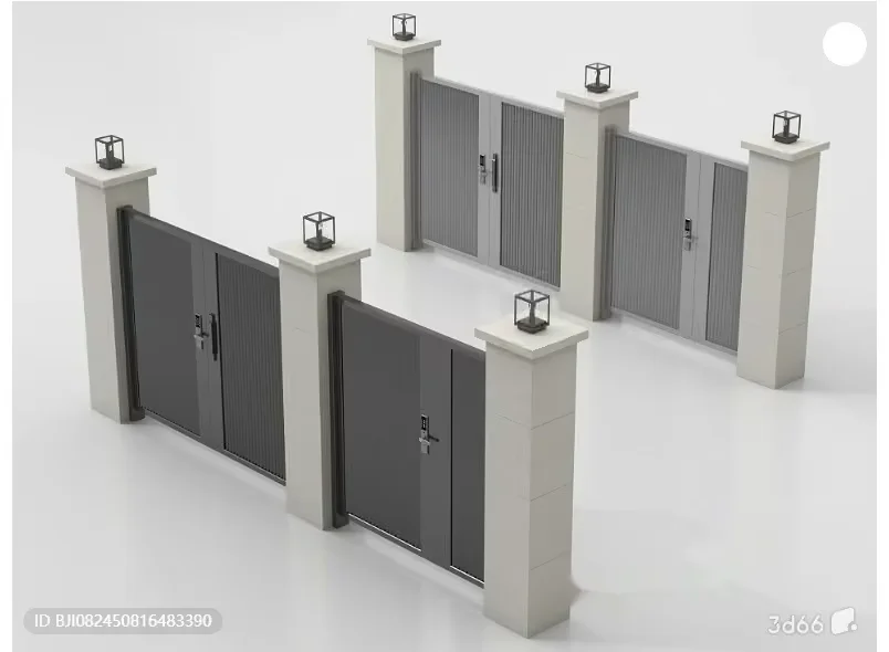 A White Fence With Gray Doors 3D Model – 9120 – VRAY Render