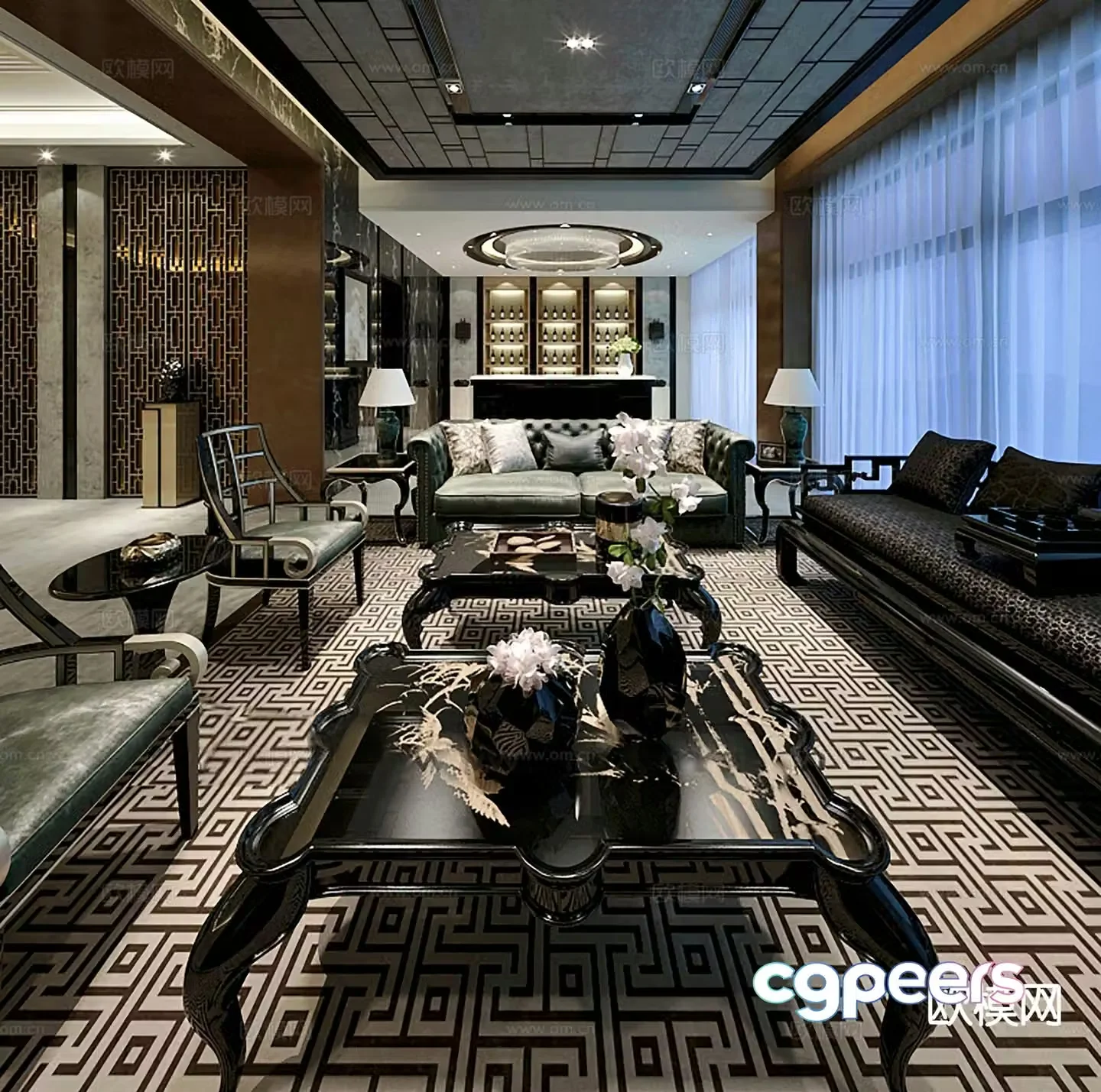 New Chinese style living room 3d model