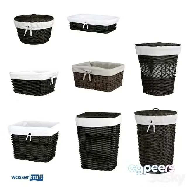 3ds Max Free – Bathroom baskets dark brown